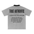 285GSM Unisex Vintage-Washed Unisex  100% Cotton Twill Polo T-Shirt Medium Grey Black