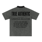 285GSM Unisex Vintage-Washed Unisex  100% Cotton Twill Polo T-Shirt Dark Grey Black