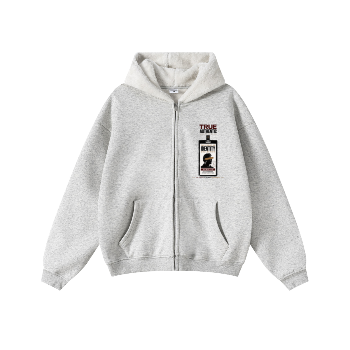 560GSM Unisex Composite Fleece Zip-Up Hoodie Oatmeal Grey