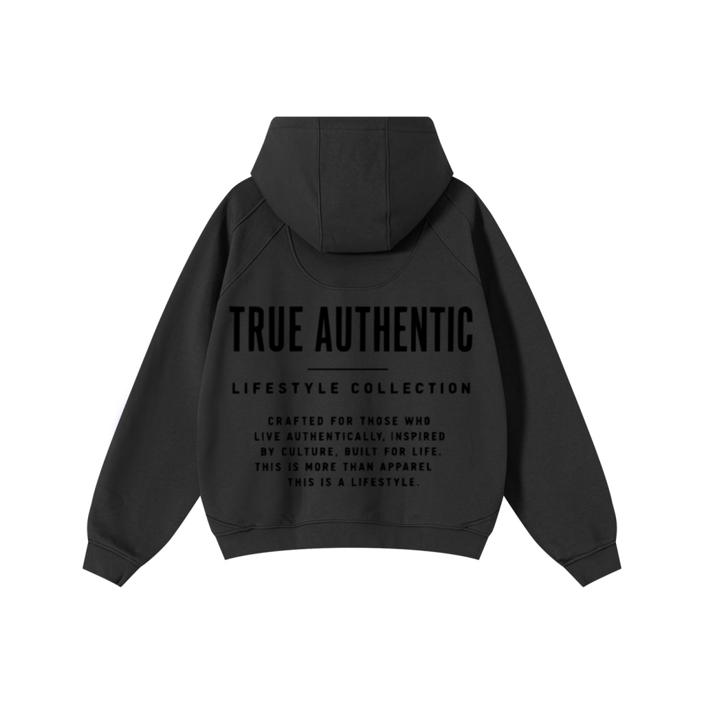 340GSM Men’s Trendy Fleece Structured Panel Hoodie Black