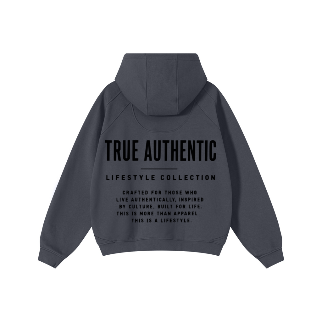 340GSM Men’s Trendy Fleece Structured Panel Hoodie Dark Grey