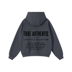 340GSM Men’s Trendy Fleece Structured Panel Hoodie Dark Grey