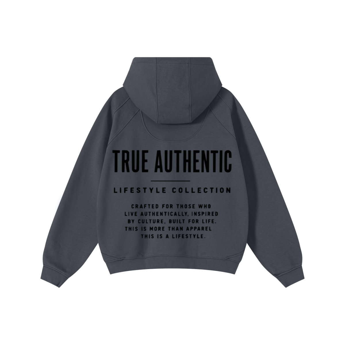 340GSM Men’s Trendy Fleece Structured Panel Hoodie Dark Grey