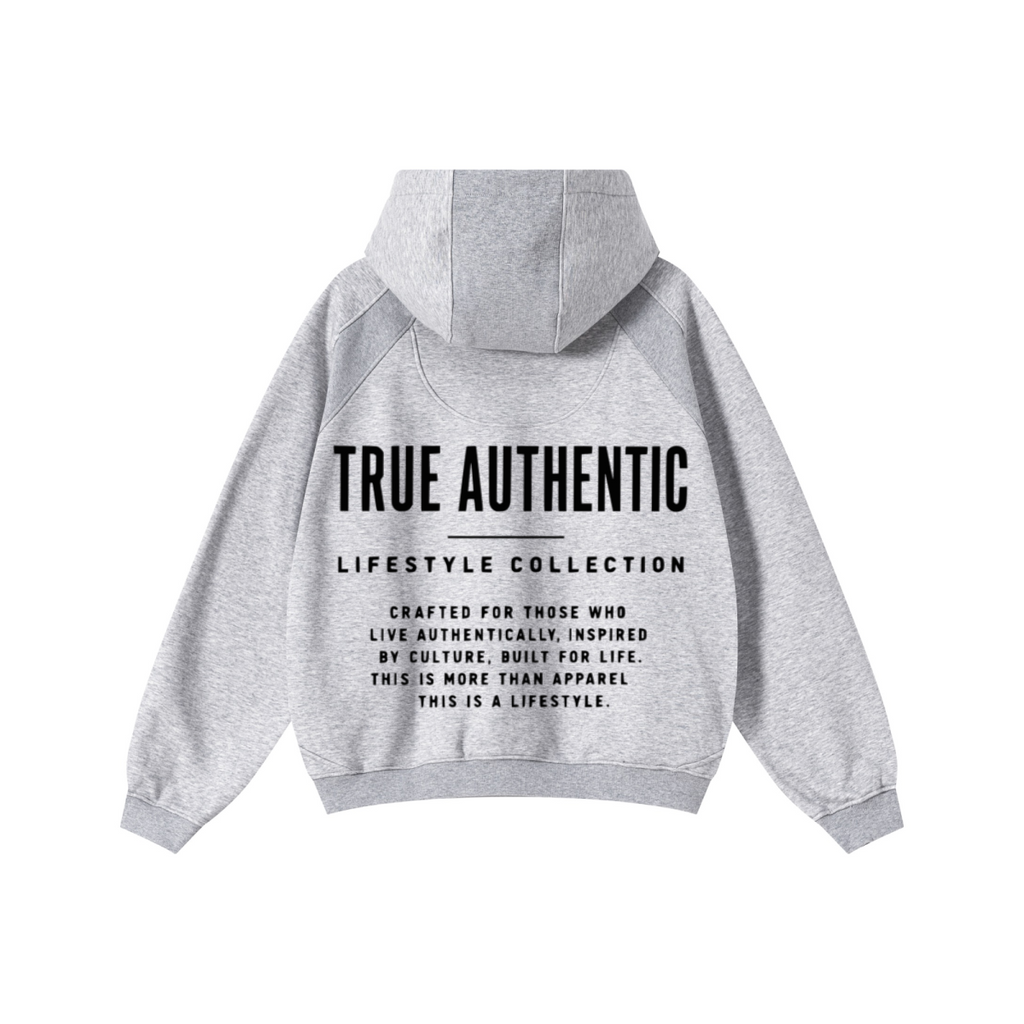 340GSM Men’s Trendy Fleece Structured Panel Hoodie Heathered Grey