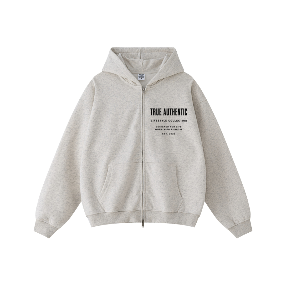 445GSM Unisex Heavyweight Dual-Zipper Hoodie Oatmeal Grey