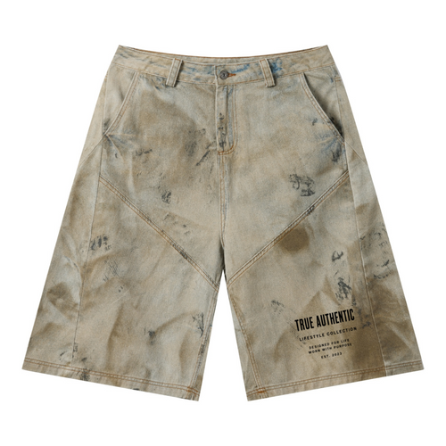 270GSM 100% Cotton Left Twill Denim Print Cropped Pants Mud Yellow