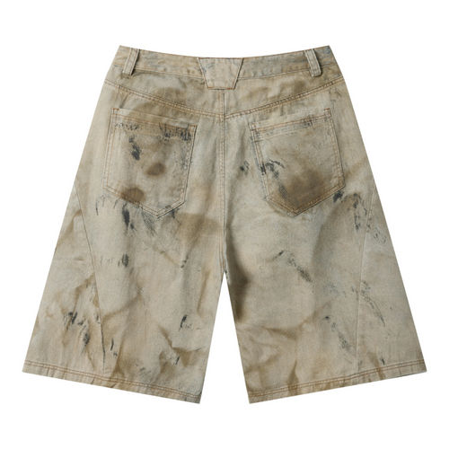 270GSM 100% Cotton Left Twill Denim Print Cropped Pants Mud Yellow