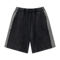 370GSM Unisex Heavyweight Contrast Snow-Washed Shorts Black/Dark Grey