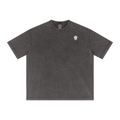 285GSM Unisex Distressed Snow-Wash Batik Plain Fabric T-shirt Dark gray
