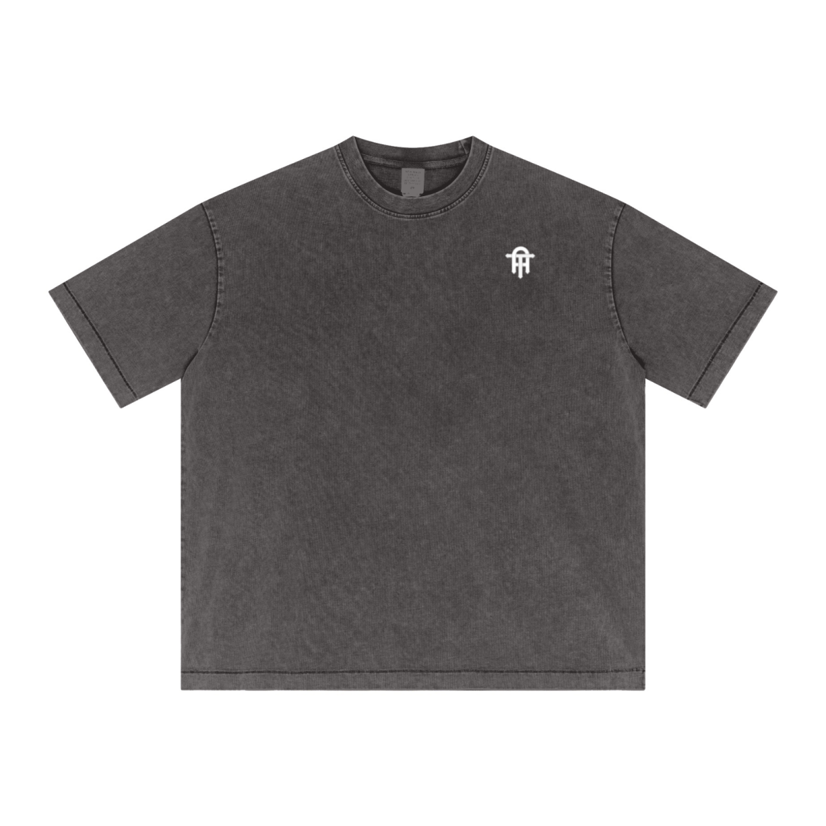 285GSM Unisex Distressed Snow-Wash Batik Plain Fabric T-shirt Dark gray