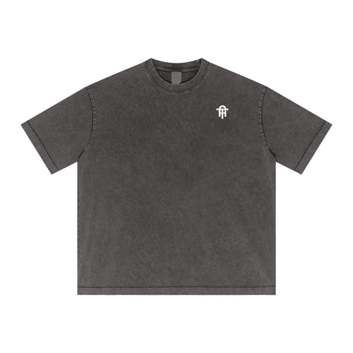 Afterfade 285GSM Distressed Snow-Wash T-Shirt – T-shirt Dark gray product view 2