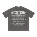 285GSM Unisex Distressed Snow-Wash Batik Plain Fabric T-shirt Dark gray