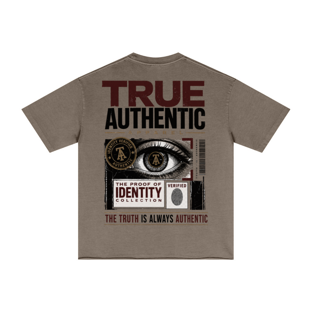 275GSM Women's Raw-Edge Pigment-Wash T-shirt Brown