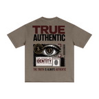 275GSM Women's Raw-Edge Pigment-Wash T-shirt Brown