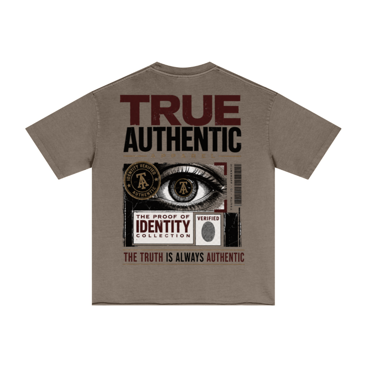 275GSM Women's Raw-Edge Pigment-Wash T-shirt Brown