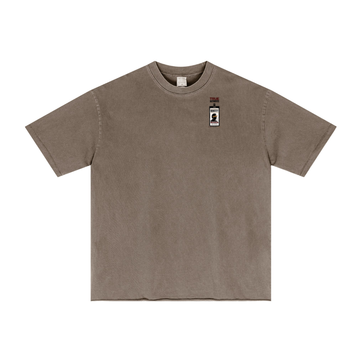 275GSM Women's Raw-Edge Pigment-Wash T-shirt Brown