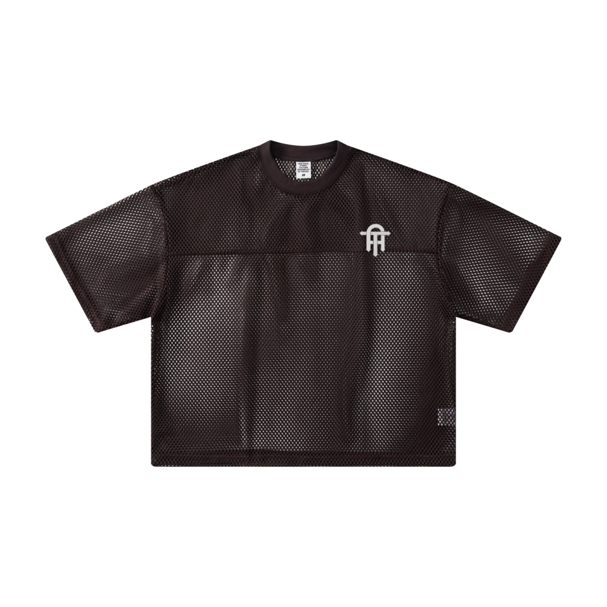240GSM Men’s Boxy-Fit Mesh Layering T-Shirt Coffee Brown