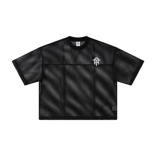 240GSM Men’s Boxy-Fit Mesh Layering T-Shirt Black