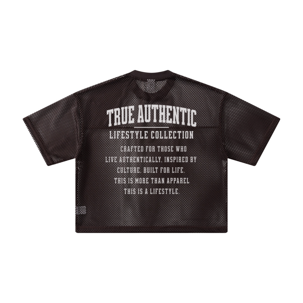 240GSM Men’s Boxy-Fit Mesh Layering T-Shirt Coffee Brown