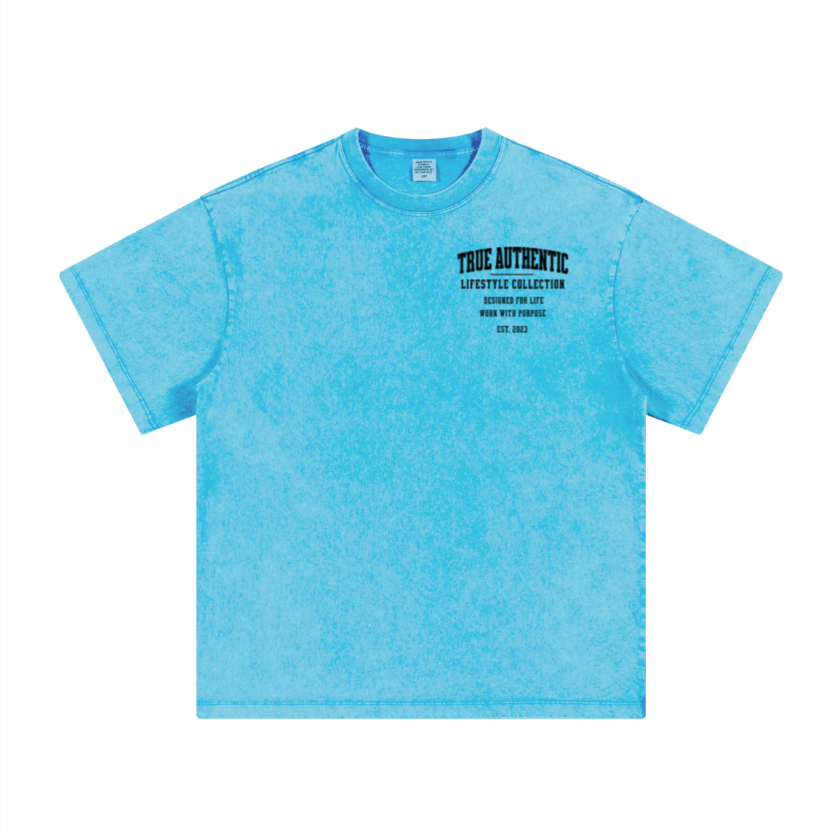 260GSM Men's Heavyweight Handcrafted Batik Dyeing T-shirt Blue