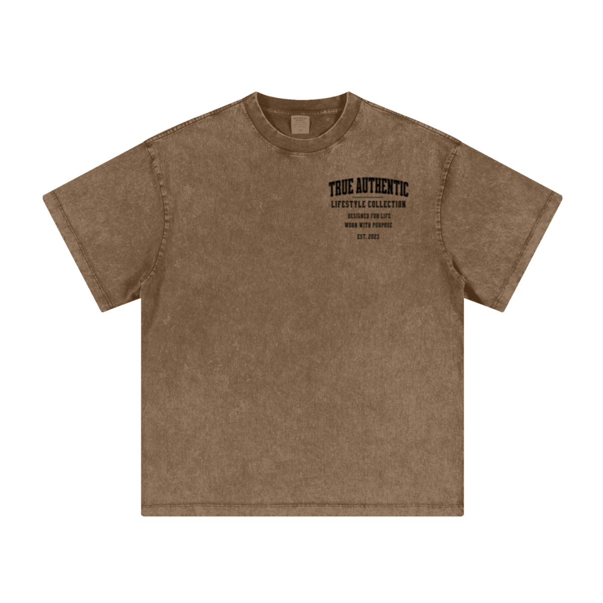260GSM Men's Heavyweight Handcrafted Batik Dyeing T-shirt Coffee Brown