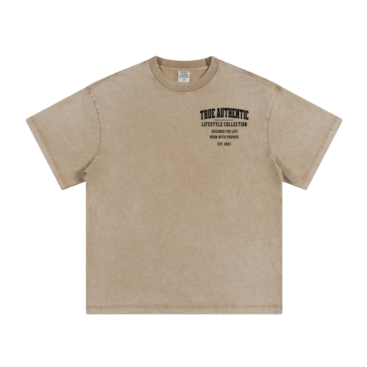 260GSM Men's Heavyweight Handcrafted Batik Dyeing T-shirt Khaki
