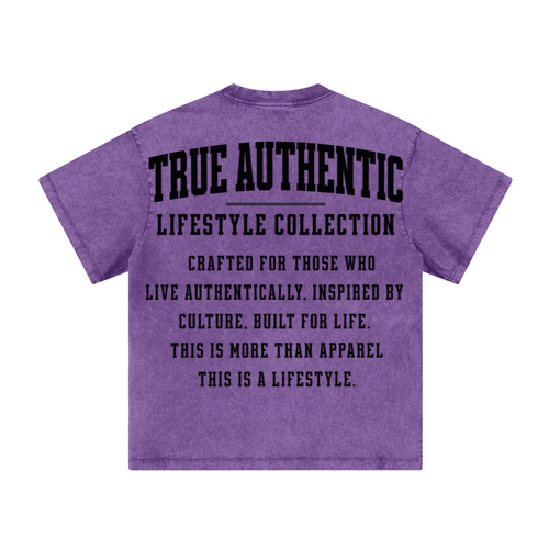 260GSM Men's Heavyweight Handcrafted Batik Dyeing T-shirt Purple