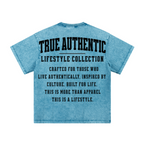 260GSM Men's Heavyweight Handcrafted Batik Dyeing T-shirt Blue
