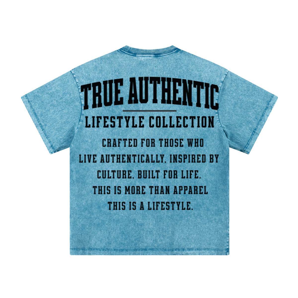 260GSM Men's Heavyweight Handcrafted Batik Dyeing T-shirt Blue