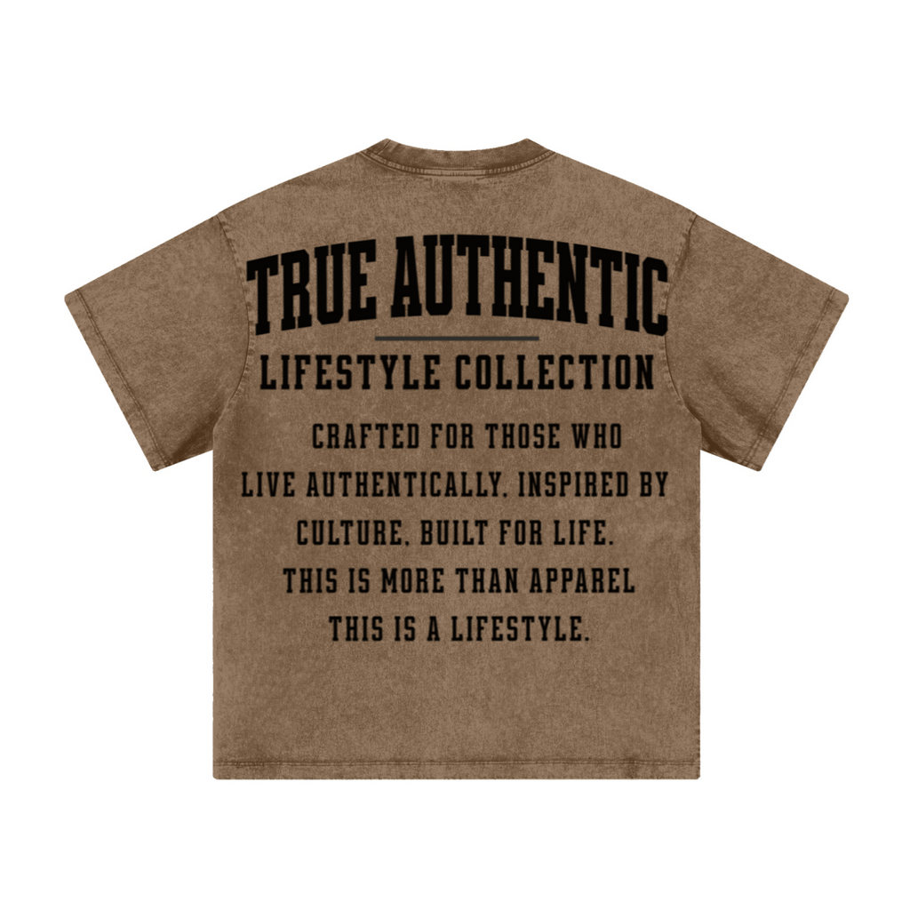 260GSM Men's Heavyweight Handcrafted Batik Dyeing T-shirt Coffee Brown