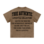 260GSM Men's Heavyweight Handcrafted Batik Dyeing T-shirt Coffee Brown
