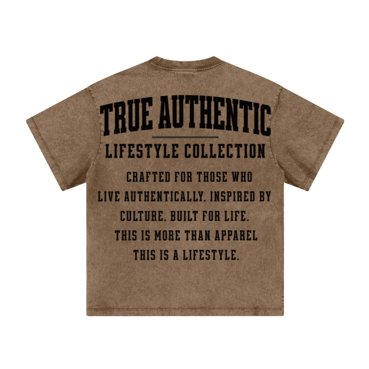 260GSM Men's Heavyweight Handcrafted Batik Dyeing T-shirt Coffee Brown
