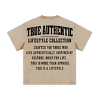 260GSM Men's Heavyweight Handcrafted Batik Dyeing T-shirt Khaki