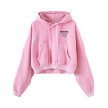 400GSM Women’s Retro-Wash Raglan Cropped Hoodie Rose pink