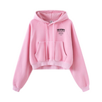 400GSM Women’s Retro-Wash Raglan Cropped Hoodie Rose pink