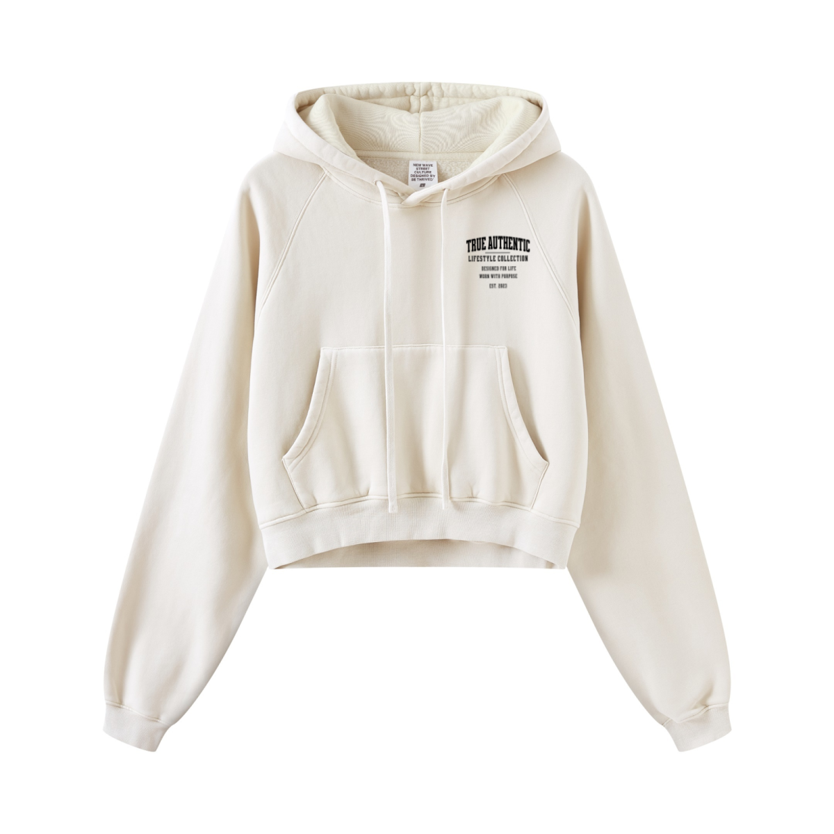 400GSM Women’s Retro-Wash Raglan Cropped Hoodie Gray Apricot