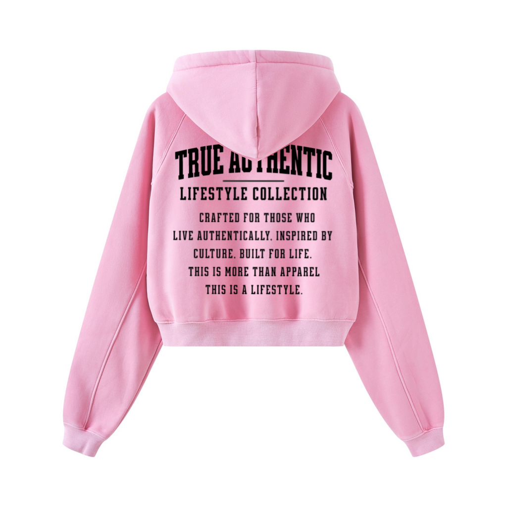 400GSM Women’s Retro-Wash Raglan Cropped Hoodie Rose pink