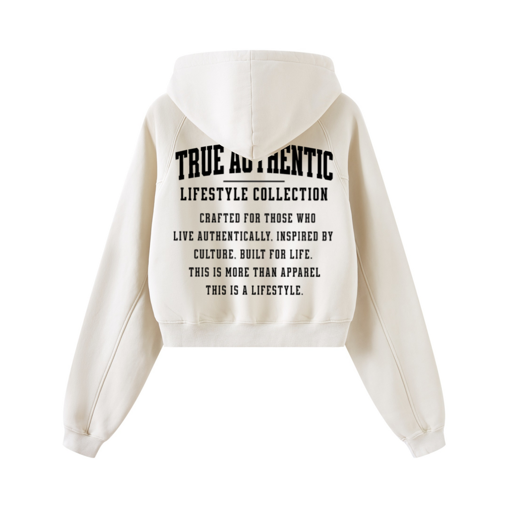 400GSM Women’s Retro-Wash Raglan Cropped Hoodie Gray Apricot