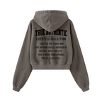 400GSM Women’s Retro-Wash Raglan Cropped Hoodie   Coffee