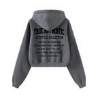 400GSM Women’s Retro-Wash Raglan Cropped Hoodie Dark gray