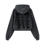 400GSM Women’s Retro-Wash Raglan Cropped Hoodie Snow wash