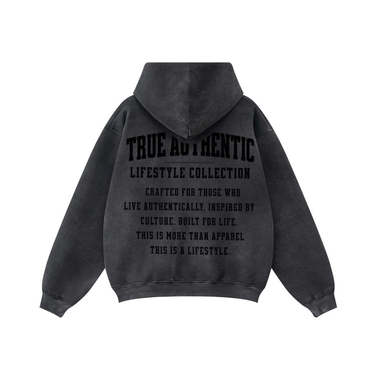360GSM Unisex Monkey Wash Fall&Winter Fleece-Lined PP-Sprayed Zip-Up Hoodie Black