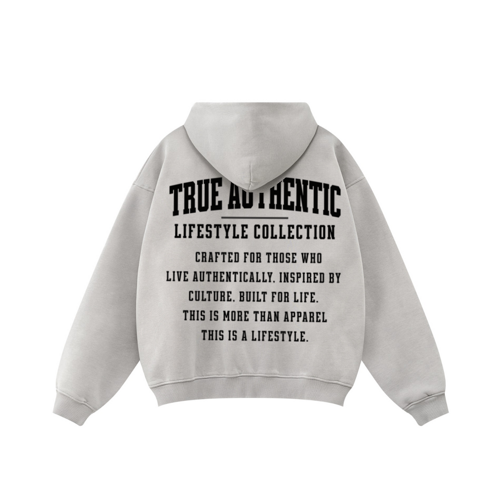 360GSM Unisex Monkey Wash Fall&Winter Fleece-Lined PP-Sprayed Zip-Up Hoodie Light Grey