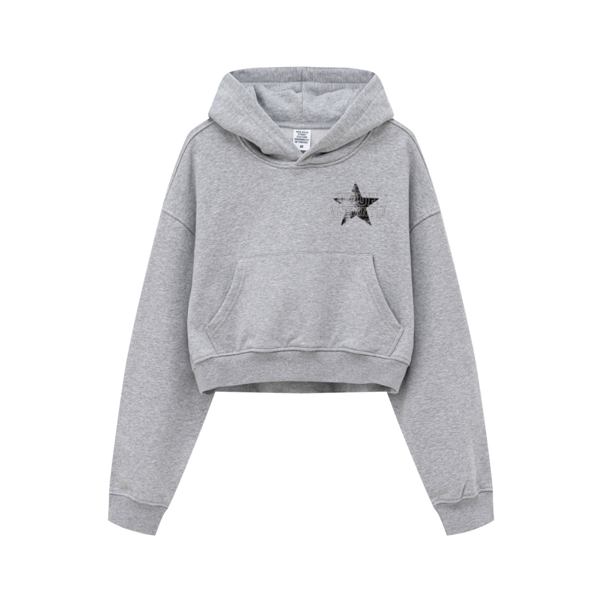 445GSM Women’s Cropped French Terry Hoodie Marled Gray