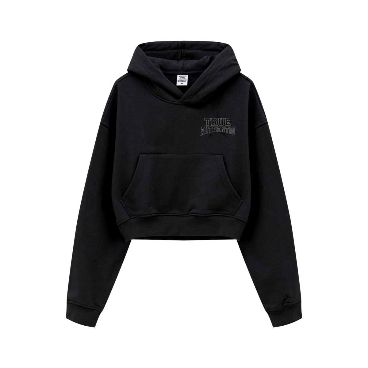 445GSM Women’s Cropped French Terry Hoodie Reactive Black