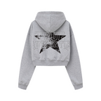 445GSM Women’s Cropped French Terry Hoodie Marled Gray