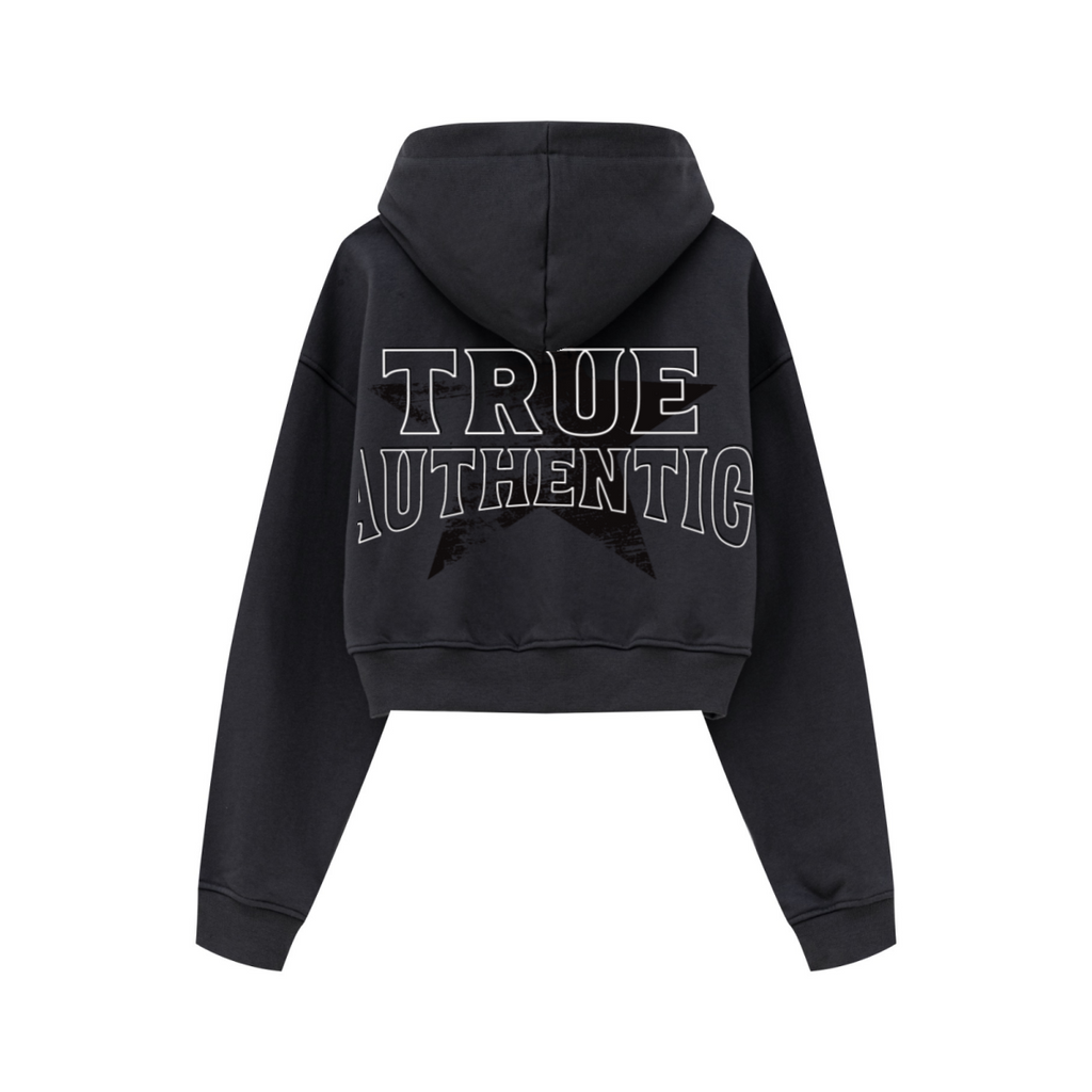 445GSM Women’s Cropped French Terry Hoodie Carbon Gray
