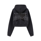 445GSM Women’s Cropped French Terry Hoodie Carbon Gray