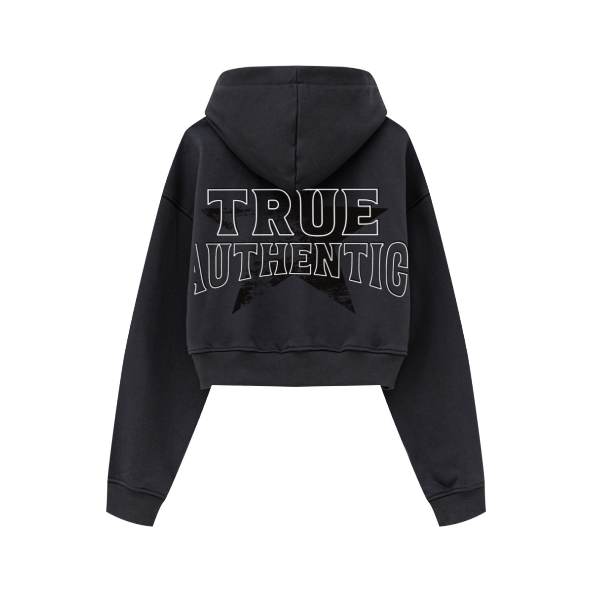 445GSM Women’s Cropped French Terry Hoodie Carbon Gray