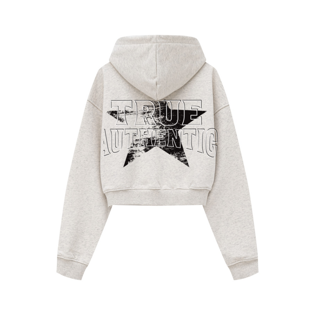 445GSM Women’s Cropped French Terry Hoodie Oatmeal Gray